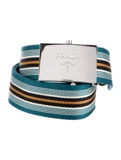 Pre-owned Prada Saffiano Leather Waist Belt In Blue