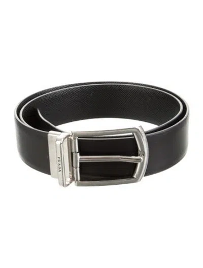 Pre-owned Prada Saffiano Leather Waist Belt In Blue