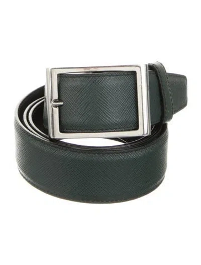 Pre-owned Prada Saffiano Leather Waist Belt In Green