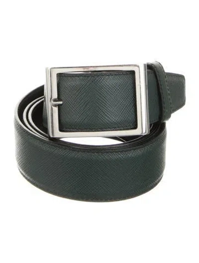 Pre-owned Prada Saffiano Leather Waist Belt In Green