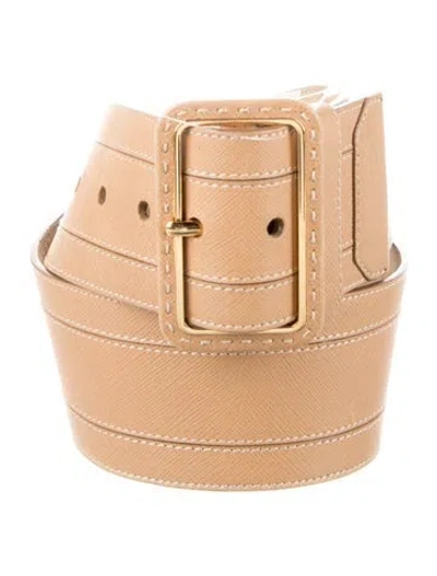 Pre-owned Prada Saffiano Leather Waist Belt In Neutrals