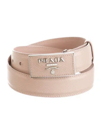 Pre-owned Prada Saffiano Leather Waist Belt In Neutrals