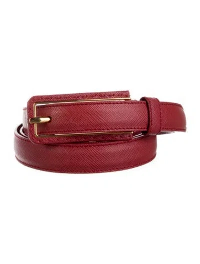 Pre-owned Prada Saffiano Leather Waist Belt In Red