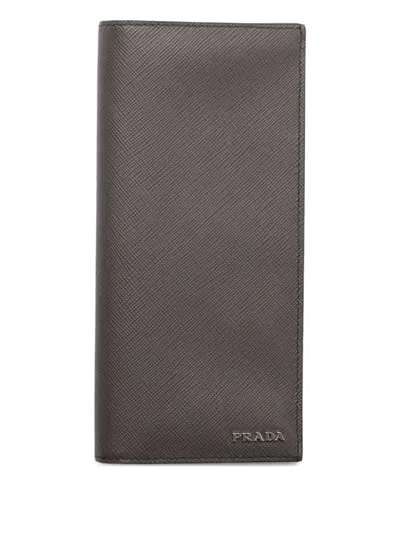 Prada Saffiano Leather Wallet In Gray