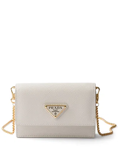 Prada Saffiano Leather Wallet In White