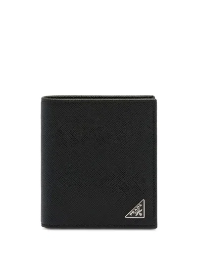 Prada Saffiano Leather Wallet Accessories In Black