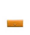 Prada Saffiano Leather Wallet In Amber