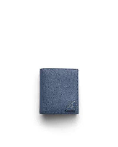 Prada Saffiano Leather Wallet In Aviation Blue