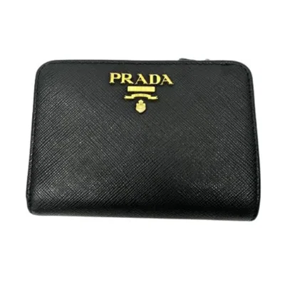 Pre-owned Prada Saffiano Leather Wallet (bi-fold) () In Black