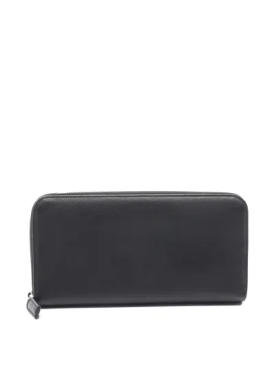 Pre-owned Prada Saffiano-leather Wallet In Black
