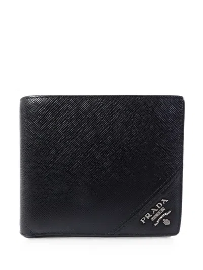 Pre-owned Prada Saffiano Leather Wallet In Black