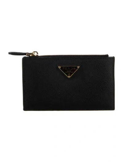 Pre-owned Prada Saffiano Leather Wallet In Black