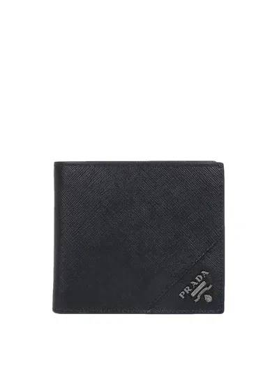 Prada Saffiano Leather Wallet In Black