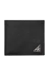 Prada Triangle Logo Saffiano Leather Wallet In Black