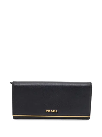 Pre-owned Prada Saffiano Leather Wallet In Black