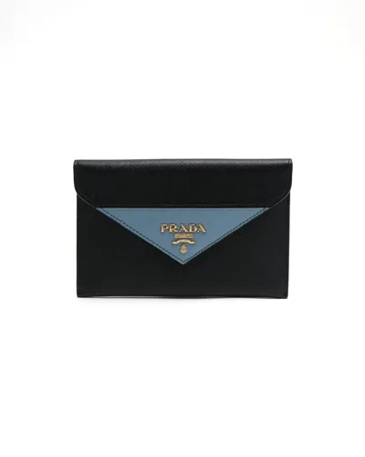 Pre-owned Prada Saffiano Leather Wallet In Black