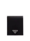 Prada Bi-fold Logo Re-nylon Wallet In Black  