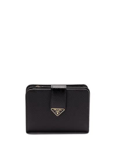 Prada Triangle-logo Bi-fold Wallet In Black  