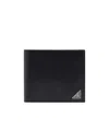Prada Triangle Logo Saffiano Leather Wallet In Black