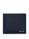 Prada Saffiano Leather Wallet In Blau