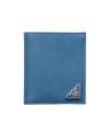 Prada Saffiano Leather Wallet In Blue