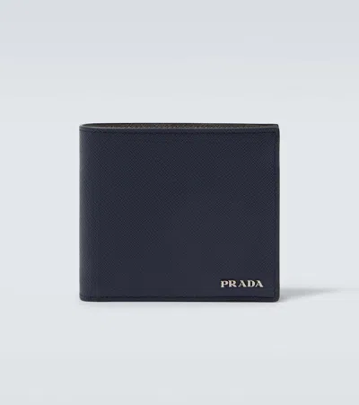 Prada Saffiano Leather Wallet In Blue