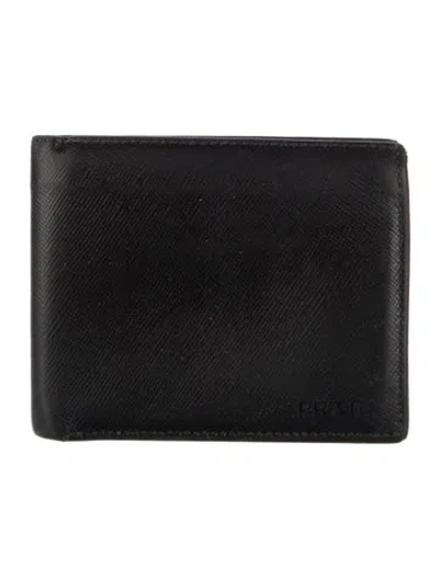 Pre-owned Prada Saffiano Leather Wallet In Blue