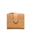 Prada Womens Neutral Logo-plaque Bifold Leather Card Holder In Brown