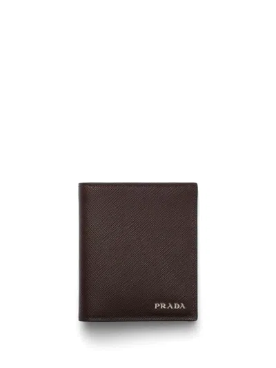 Prada Saffiano Leather Wallet In Brown