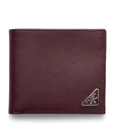 Prada Saffiano Leather Wallet In Burgundy