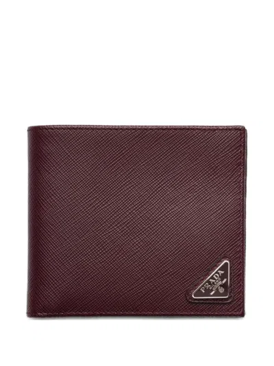 Prada Saffiano Leather Wallet With Coin Purse In Burgundy