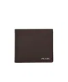 Prada Textured Bifold Wallet In Coffee/baltic Sea Blue
