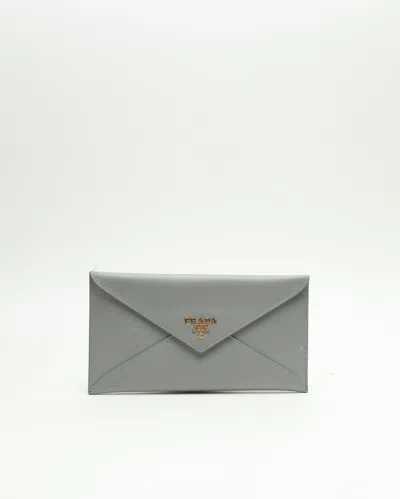 Prada Saffiano Leather Wallet In Gray