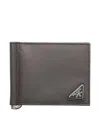 Prada Saffiano Leather Wallet With Coin Purse In Gray