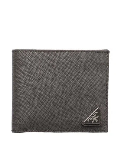 Prada Saffiano Leather Wallet In Gray