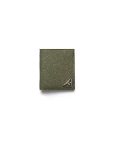 Prada Saffiano Leather Wallet In Green