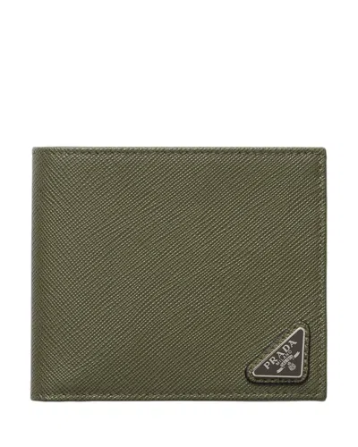 Prada Saffiano Leather Wallet In Green