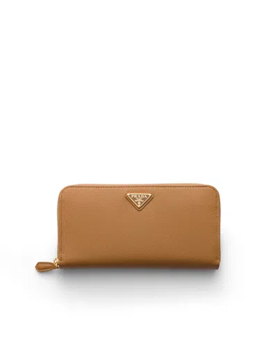 Prada Saffiano Leather Wallet In Karamell