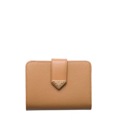 Prada Saffiano-leather Wallet In Natural