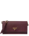 Prada Saffiano Leather Wallet On Chain In Burgundy
