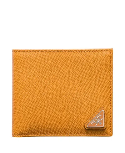 Prada Saffiano Leather Wallet With Coin Purse In Orange