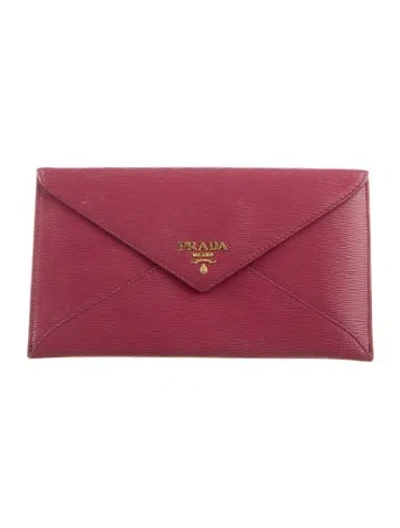 Pre-owned Prada Saffiano Leather Wallet In Pink