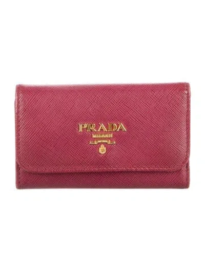 Pre-owned Prada Saffiano Leather Wallet In Pink