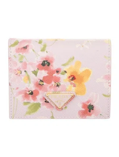 Pre-owned Prada Saffiano Leather Wallet In Pink