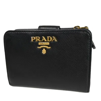 Prada Saffiano Leather Wallet () In Black