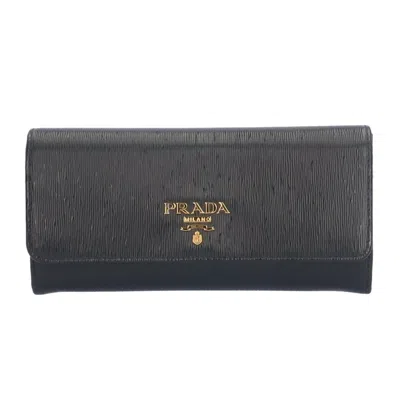 Prada Saffiano Leather Wallet () In Black