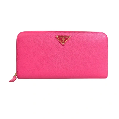 Prada Saffiano Leather Wallet () In Pink