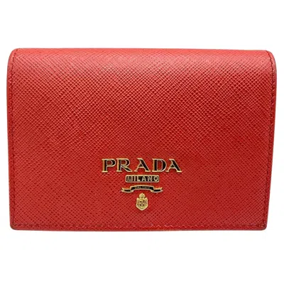 Prada Saffiano Leather Wallet () In Red