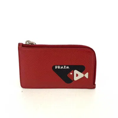 Prada Saffiano Leather Wallet () In Red