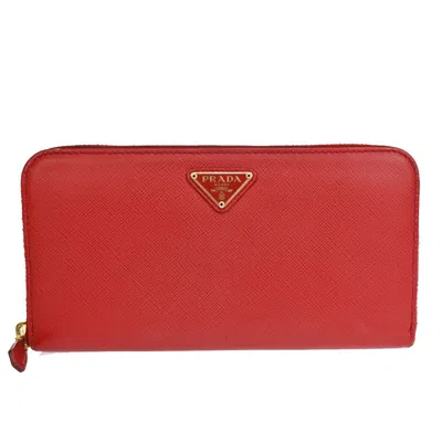 Prada Saffiano Leather Wallet () In Red